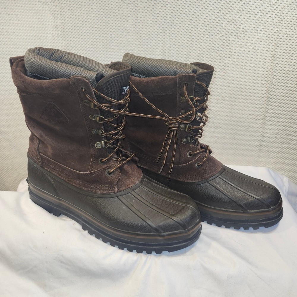 Rocky Mens Thinsulate Thermal Insulated Duck Boots Brown Suede Steel Shank 12
